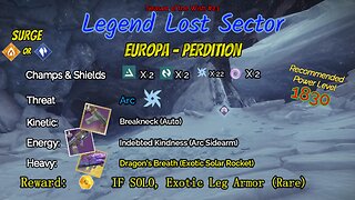 Destiny 2 Legend Lost Sector: Europa - Perdition on my Arc Hunter 2-5-24