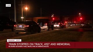 Train stopped on track at 41st and Memorial