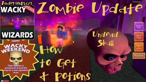 AndersonPlays Roblox Wacky Wizards 🧟‍♂️ ZOMBIES Update - How To Get Undead Skull + Potions