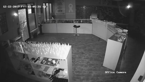 Dec 22nd 2017, CEV Langford break in. Office cam 305 crow bar entrance