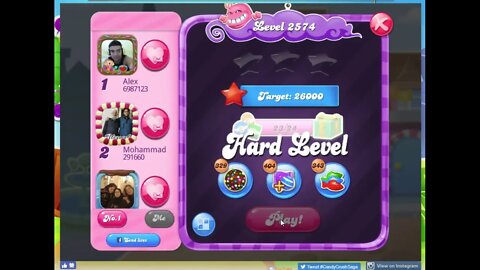 Candy Crush Level 2574 Audio Talkthrough, 1 Star 0 Boosters