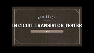 TRANSISTOR TESTER IN CIRCUIT AVO TT169