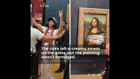 Man throws cake at famous art work Mona Lisa