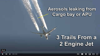 Chemtrail Pandemic - 3 Trails from a 2-engine jet (John Graf 12-22-22)