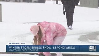 Winter storm brings snow, strong winds