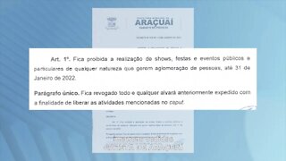 Cidade de Araçuaí: publicado decreto que proíbe realização de eventos até 31 de janeiro