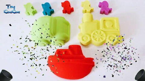 Making Car, Train, Ship Colorful By Sand For Kids