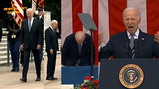 Biden looks frail at Memorial Day ceremony, and as usual talks about his son who died of cancer.
