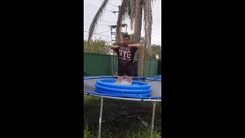 fat guy breaks trampoline