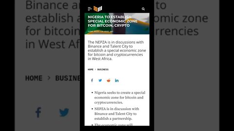 NIGERIA TO ESTABLISH SPECIAL ECONOMIC ZONE FOR BITCOIN #cryptoshortsnews #bitcoin #nigeria #viral