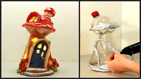 ❣DIY Mushroom Fairy House Lamp Using a Coke Plastic Bottle❣