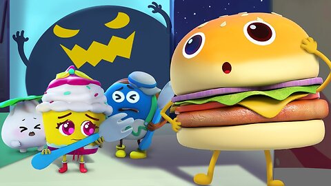 The Strange Sound in the Dark | Donut, Burger | Food Cartoon for Kids | Kids Cartoon | BabyBus