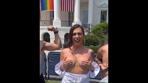 Classless Trans Activist Goes Topless In Front Of The White House After Meeting Biden