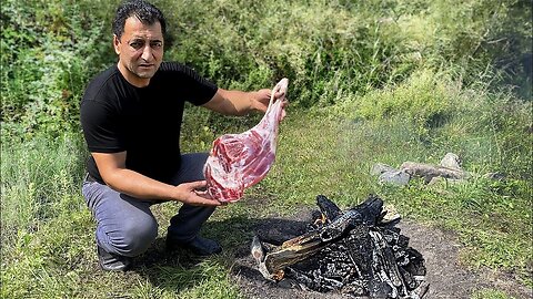 UNDERGROUND LAMB LEG RECIPE -COOKING LEG OF LAMB UNDERGROUND - SPECIAL WILDERNESS COOKING RECIPES