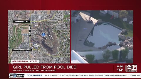 3-year-old girl dies after being pulled from Phoenix swimming pool