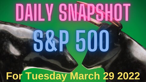 S&P 500 Snapshot Market Outlook For Tuesday, March 29, 2022.