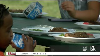 Hungry children receive free lunch from the Omaha Salvation Army