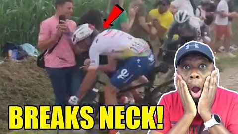 Tour de France cyclist Daniel Oss suffers SEVERE INJURY after colliding with spectator during race!