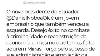 Gobernador de Minas Gerais felicita a Daniel Noboa por su victoria en las elecciones presidenciales​