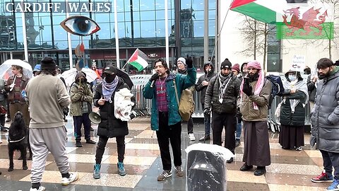 March Pro-Palestinian Protesters Cardiff Central Cardiff