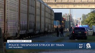 Trespasser struck by freight train in West Palm Beach