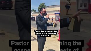 Pastor Joel preaching the gospel on the streets of Buffalo, NY.