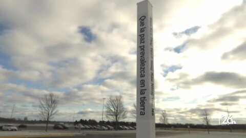 Rotary club constructs Peace Pole at Two Rivers High School for quiet reflection