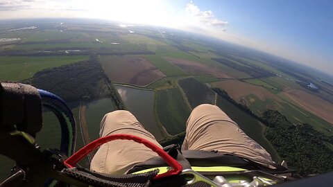 Raw Video 1500 feet...Long Glide to a foot drag landing on my Paramotor