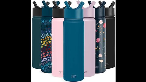Simple Modern Water Bottle with Straw Lid Vacuum Insulated Stainless Steel Metal Thermos Bottle...