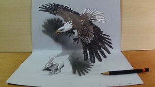 Art in 3D, Drawing a Hunting Eagle, Awesome Animals by Vamos