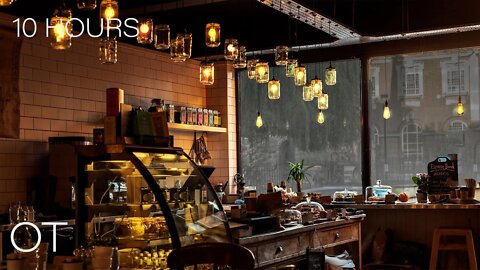 Rainy Day Coffee Shop| Rain Sounds & Cafe Ambience for Relaxing| Studying| Sleeping| 10 Hours