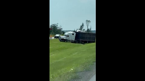 Trucker Goes Off Roading On Highway 401