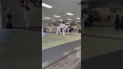 When you try to sneak in a trick… #martialarts #blackbelt #taekwondo #freestyle