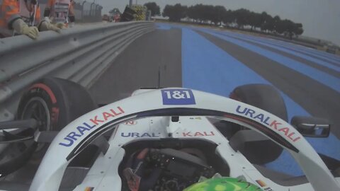 Mick Schumacher Onboard Crash and Retirement Q1 Qualify P15 Haas VF-212 | France GP 2021