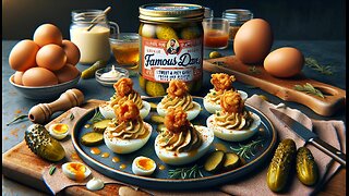 Deviled Eggs with a Twist! Famous Dave's Sweet & Spicy Pickles Recipe
