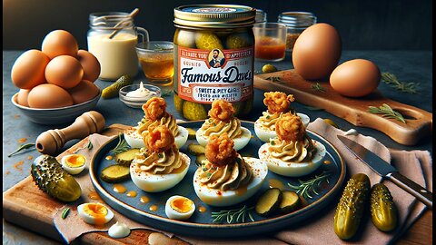 Deviled Eggs with a Twist! Famous Dave's Sweet & Spicy Pickles Recipe