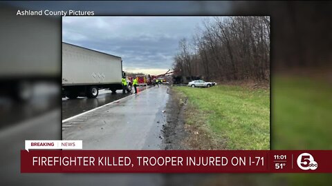 Firefighter killed, trooper injured on I-71