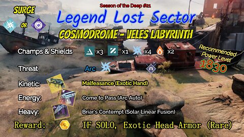 Destiny 2 Legend Lost Sector: Cosmodrome - Veles Labyrinth on my Strand Titan 7-26-23