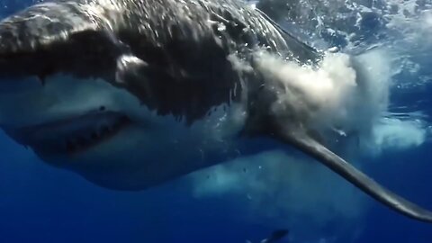 16 Ft Great White Shark Determined Attack on Surfer