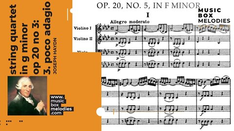 String Quartet in G minor, Op 20 no 3: 3. Poco adagio by Joseph Haydn Music box version
