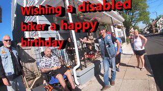 Disabled biker can't ride anymore, other bikers went to wish him happy birthday