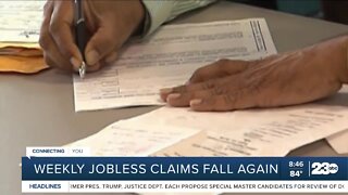 Weekly jobless claims fall again