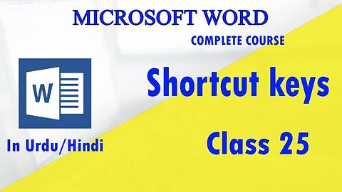 Microsoft Word Hindi Urdu tutorials How to use Shortcut keys Ms Word- class 25 | Technical Buddy