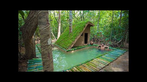 Building a Primitive House With the most Beautiful Around Bamboo Swimming Pool