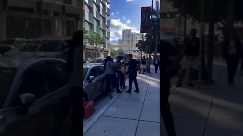 Hotel security take down an ax welding thief 😳#shorts #crazyvideo #miami #securityguard #hotel