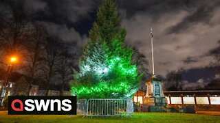 UK town's Christmas tree branded 'shambles' after only bottom half decorated due to safety concerns