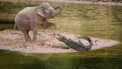 How Elephant Attacks Giant Crocodile