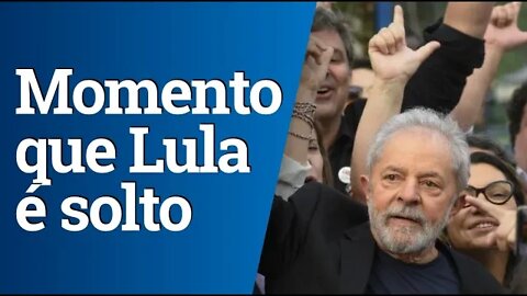 Vídeo do momento exato de Lula saindo da prisão