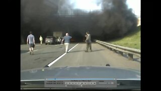 CSP trooper dashcam shows Aguilera-Mederos' semi-truck speeding by before crash