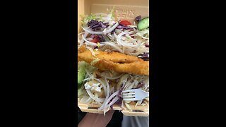 Fish, chips and salad